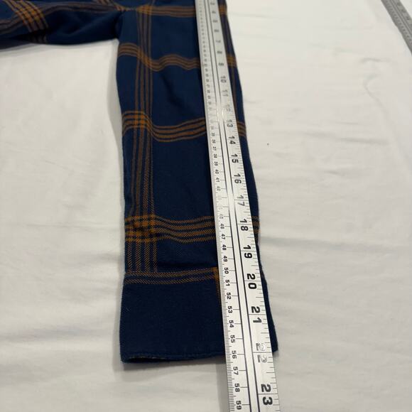 Madewell Flannel Oversized Ex-Boyfriend Shirt Womens Size S Plaid Blue Tan - Picture 9 of 9